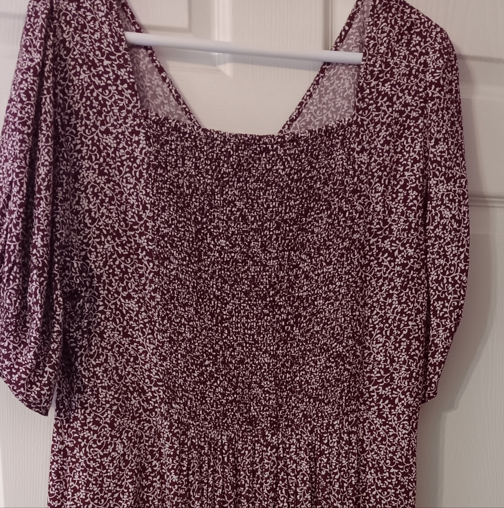 Old Navy Burgundy Floral Midi Dress